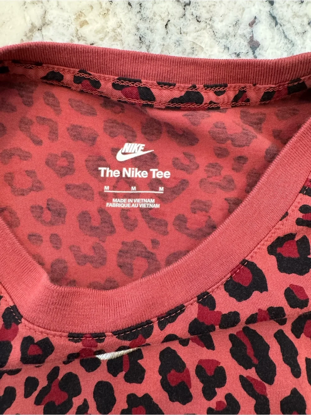 Nike Leopard Print Long Sleeve Tee | Pink & Black | Size Medium